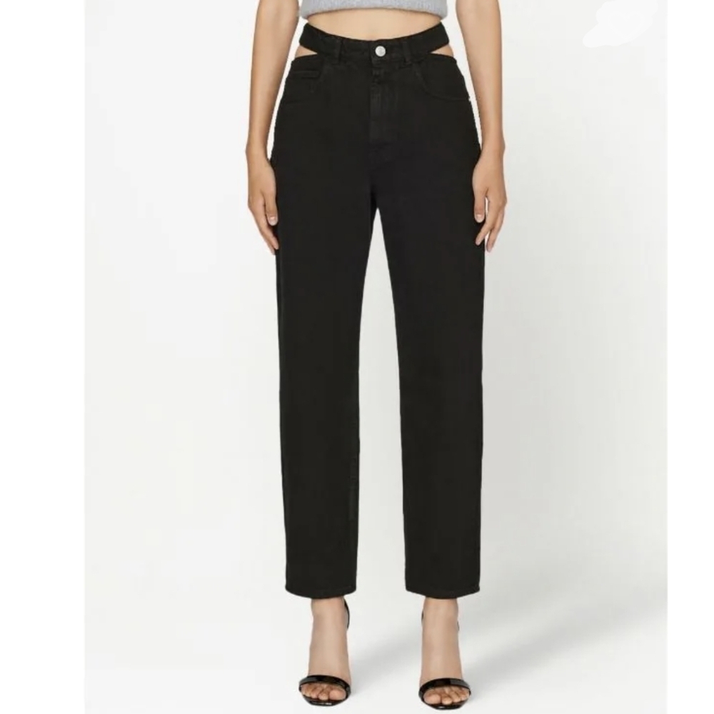 Frame Le High 'N' Tight Straight Cut Out High Rise Non Stretch Black 30 NWT